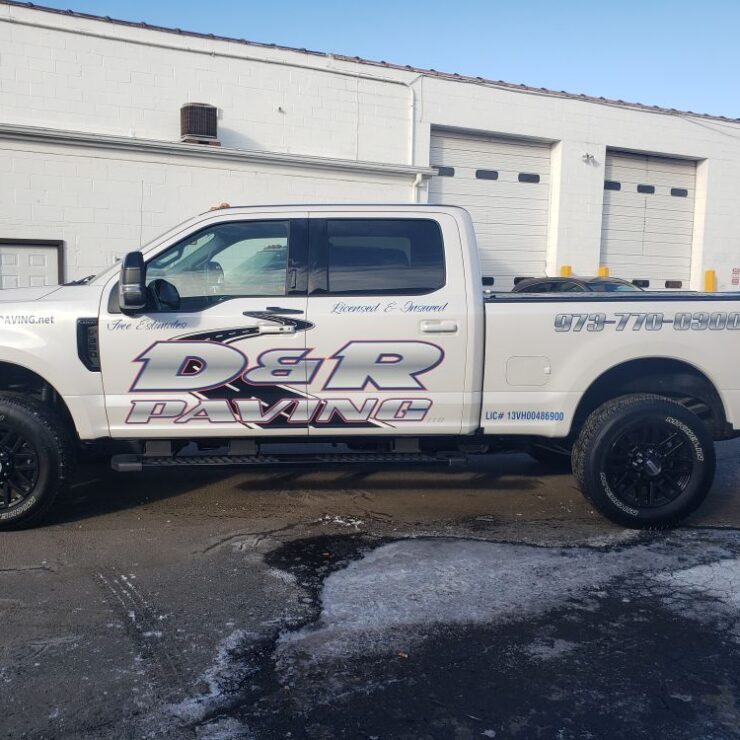 Truck lettering for paving company
