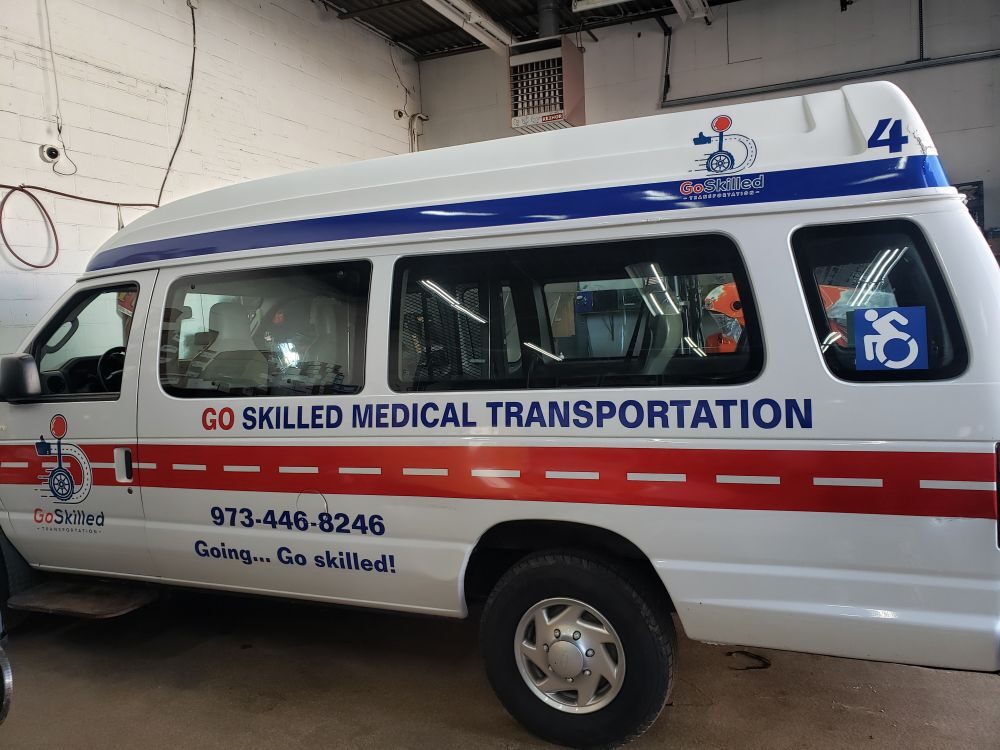 Medical transportation van lettering and striping