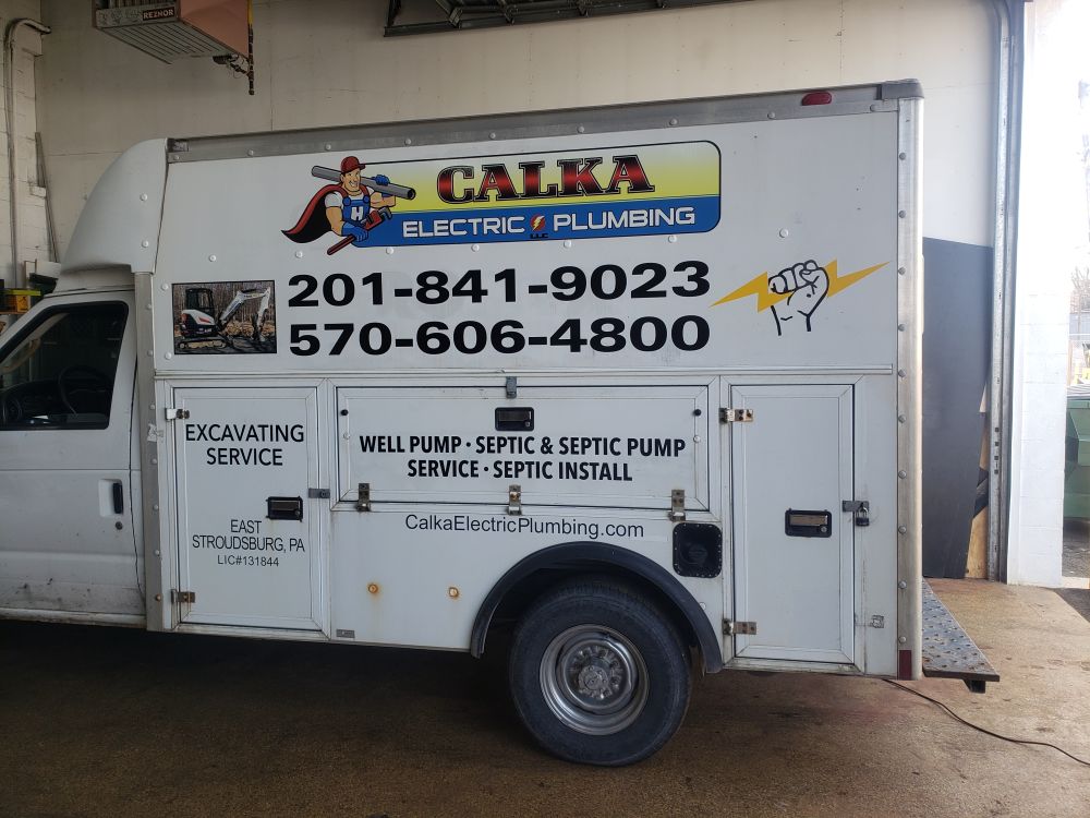 Utility truck lettering and stickers