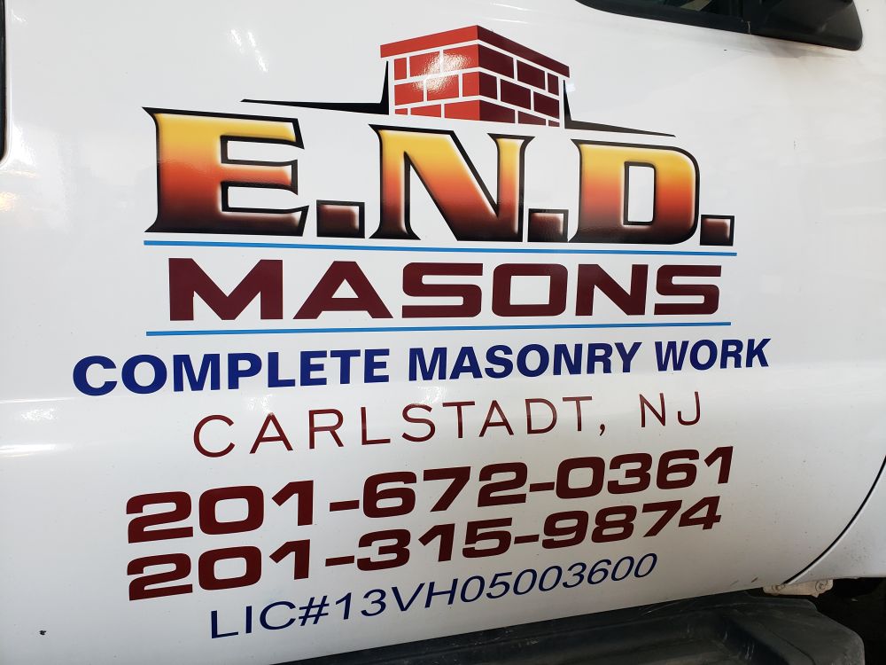 Mason contractor truck lettering and logo design