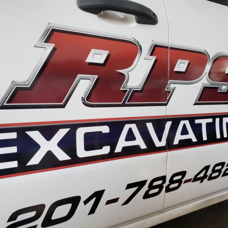 RPS Excavating custom truck lettering