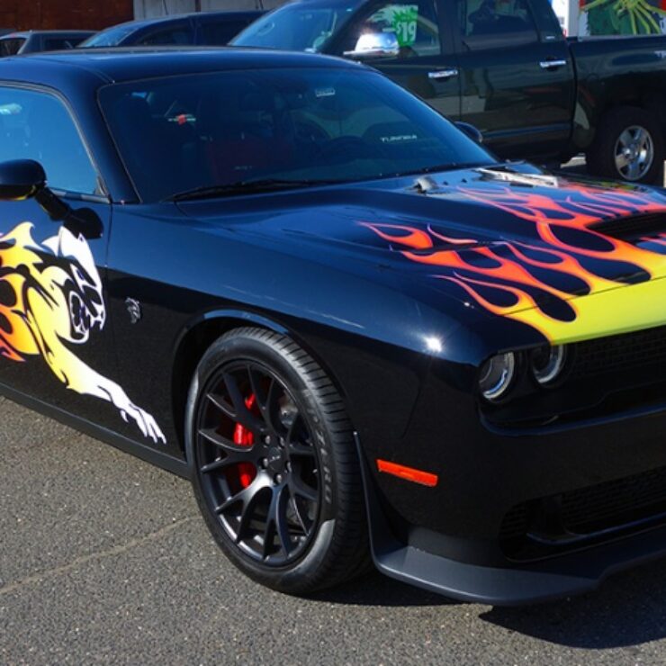 Dodge Hellcat custom flames and graphics