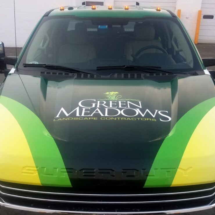 Green Meadows truck hood wrap