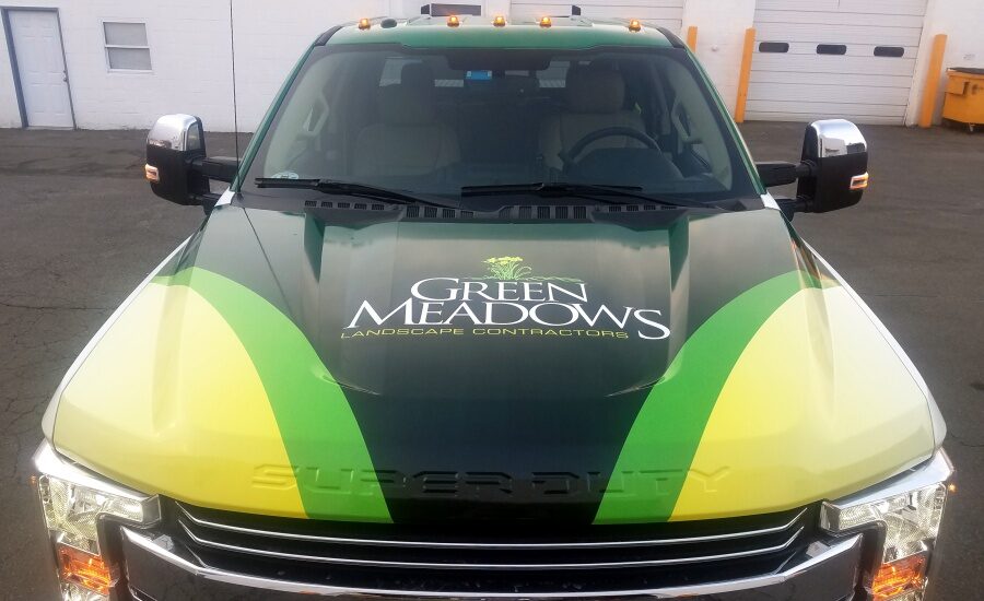 Green Meadows truck hood wrap