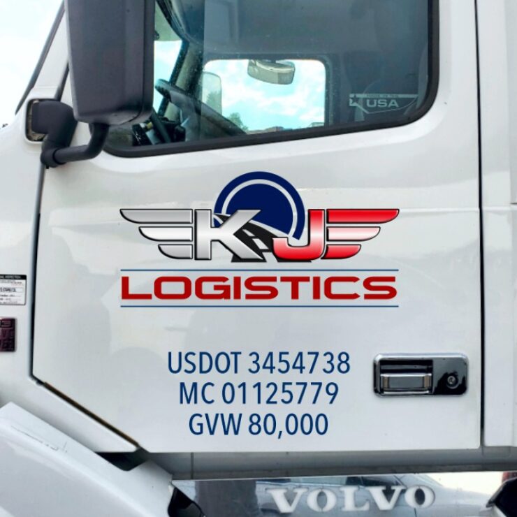KJ Logistics truck lettering
