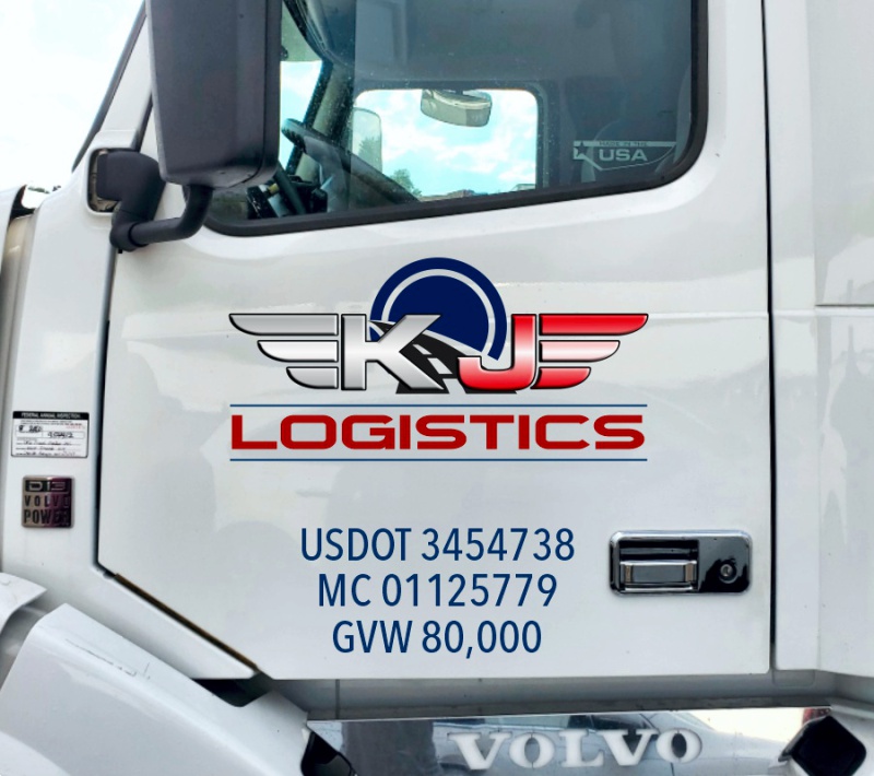 KJ Logistics truck lettering